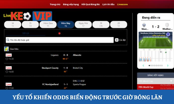 Những yếu tố khiến odds biến động trước giờ bóng lăn